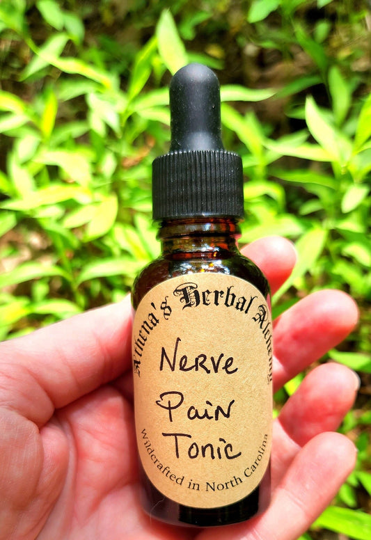 Nerve Pain Tonic Tincture- Organic- Nerve Pain, Muscle Relaxant, Pain Relief, Egyptian Blue Lotus, California Poppy, Kava Kava & Nettle - Athena's Herbal Alchemy