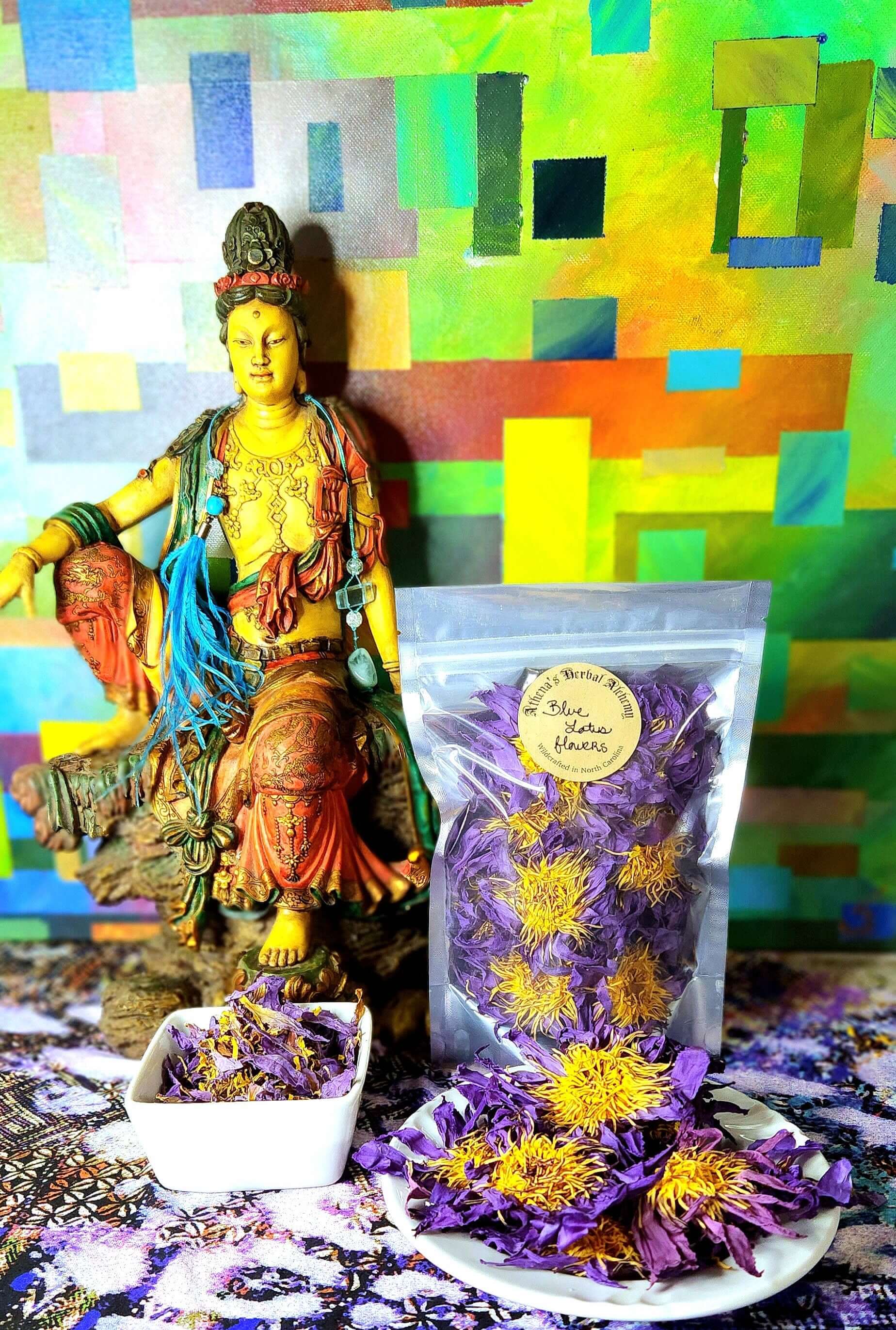 Premium~Egyptian Blue Lotus Petals or Flowers, Tea, 1-2 inches wide~Lucid Dream~Nymphaea Caerulea~Organic, With Tea bags- Athena's Herbal Alchemy