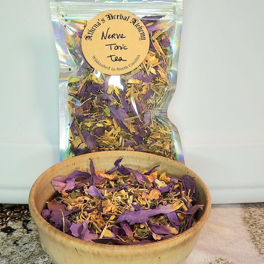 Nerve Tonic Herbal Blend Tea-  Egyptian Blue Lotus, California Poppy, Kava Root, Nettle & More, Organic-