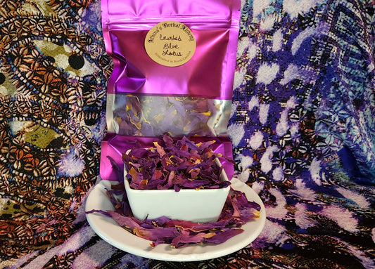 Premium Crushed Egyptian Blue Lotus~ Fragrant, Nymphea Caerulea ~ Pure, Organic~ in purple mylar bag-